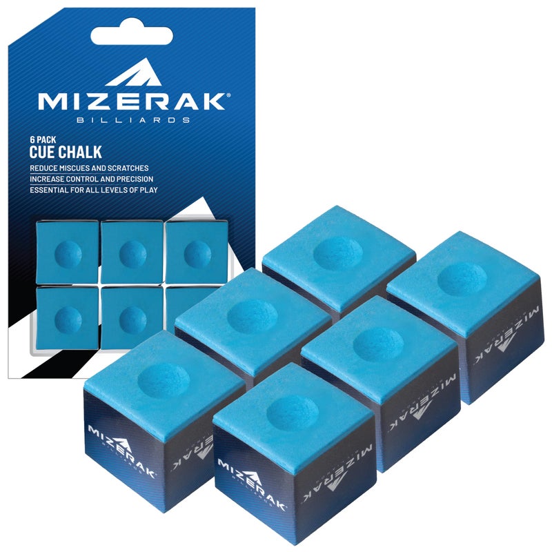 Mizerak Tournament-Grade Cue Chalk â€“ 6 Pack â€“ Pool Chalk Cubes for Accuracy, Cue Ball Control, and Reduced Miscues â€“ Must-Have Pool Accessory - Image 1